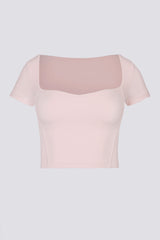 Soft Active Sweetheart-Neck Crop Top in Ballet Pink