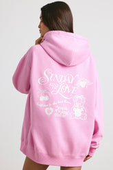 Soft Cotton Jersey Oversized Hoodie in Bubblegum Pink