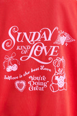 Soft Cotton Jersey Oversized Hoodie in Red