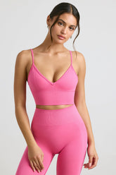 Define Luxe V-Neck Sports Bra in Hot Pink