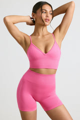 Define Luxe High-Waist Mini Shorts in Hot Pink