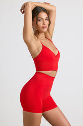 Define Luxe High-Waist Mini Shorts in Red