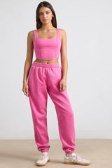 Brushed Jersey Oversized Joggers in Hot Pink