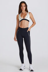 Soft Active Contrast Leggings in Black