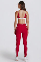 Soft Active Contrast Leggings in Dark Red