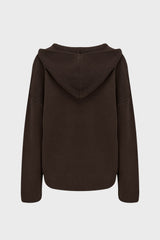 Ribbed Knit Oversized Hoodie in Pecan