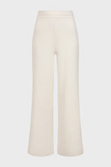 Ribbed Knit Wide-Leg Joggers in Ivory