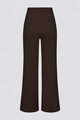 Ribbed Knit Wide-Leg Joggers in Pecan
