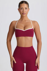Soft Active Sweetheart-Neck Sports Bra in Burgundy