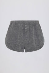 Button-Detail Mid-Rise Shorts in Dark Grey