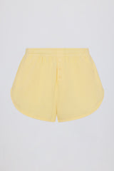 Button-Detail Mid-Rise Shorts in Lemon