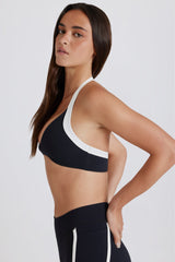 Soft Active Twist-Front Halterneck Sports Bra in Black