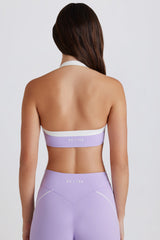 Soft Active Twist-Front Halterneck Sports Bra in Lilac