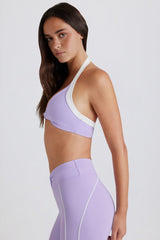 Soft Active Twist-Front Halterneck Sports Bra in Lilac