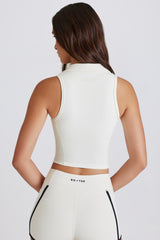 Soft Active Polo Crop Top in Ivory