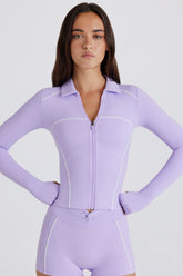 Soft Active Contrast Zip-Up Jacket in Lilac