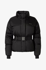Waterproof Belted Oversized Ski Jacket in Black