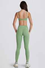 Soft Active Twist-Front Leggings in Green