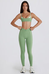 Soft Active Twist-Front Leggings in Green