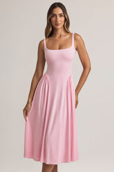 Modal A-Line Midaxi Dress in Pastel Pink