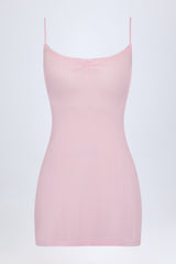 Pointelle Ruched A-Line Mini Dress in Baby Pink