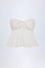 Tie-Front Strapless Cotton-Poplin Crop Top in White