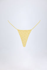 Broderie Anglaise Drawstring Bikini Bottoms in Lemon Yellow