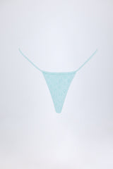Broderie Anglaise Drawstring Bikini Bottoms in Powder Blue