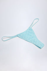 Broderie Anglaise Drawstring Bikini Bottoms in Powder Blue