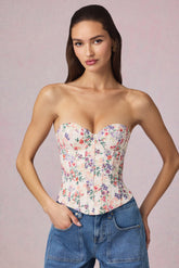 Lace-Up Corset Top in Primrose Floral Print