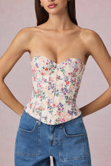 Lace-Up Corset Top in Primrose Floral Print