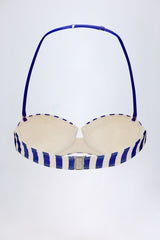 Underwired Halterneck Balconette Bikini Top in Marine Blue Stripe