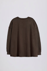 Acid Wash Long-Sleeve Oversized T-Shirt in Brown