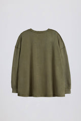 Acid Wash Long-Sleeve Oversized T-Shirt in Light Green