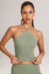 Modal Halterneck Top in Sage Green