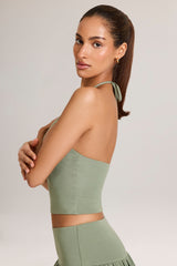 Modal Halterneck Top in Sage Green