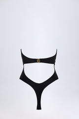 Cut-Out Hardware-Detail Swimsuit in Black