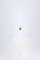 Cut-Out Hardware-Detail Swimsuit in White