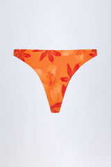 Hardware-Detail Cheeky Bikini Bottoms in Orange Orchid Print