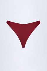 Bead-Embellished Cheeky Bikini Bottoms in Dark Cherry