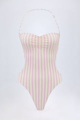 Cut-Out Halterneck Swimsuit in Mauve