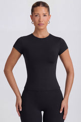 Cut-Out Longline T-Shirt in Black