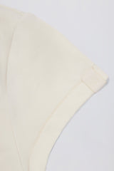 Cut-Out Longline T-Shirt in Cream