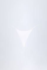 Charm-Detail Thong Bikini Bottoms in White