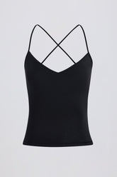 Cross-Back Tank Top in Black