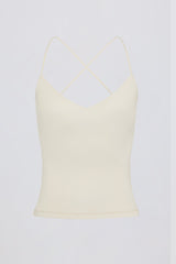 Cross-Back Tank Top in Cream