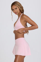 Brushed Jersey Crossover Mini Skort in Pale Pink Marl