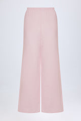 Wide-Leg Cotton-Poplin Trousers in Pink White Stripe
