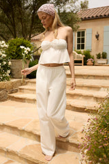 Wide-Leg Cotton-Poplin Trousers in White