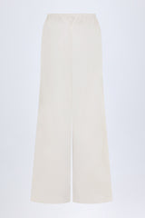 Wide-Leg Cotton-Poplin Trousers in White